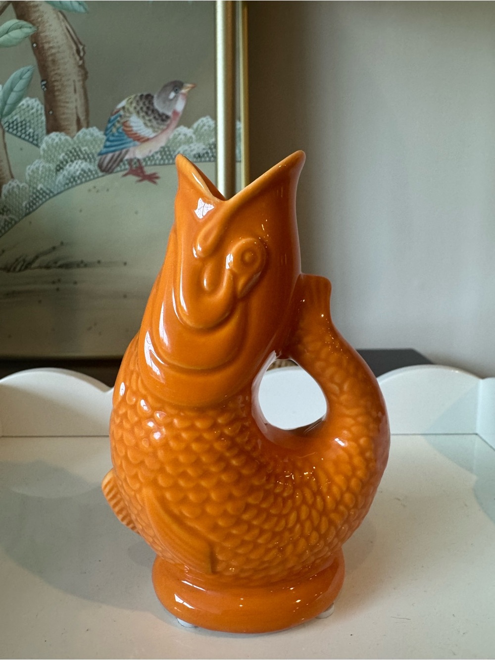 Mini Orange Ceramic Fish Bud Vase - 4.5" Gurgle Jug Style